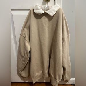 john galt brandy very oversized collared beige crewneck - “one size fits all”